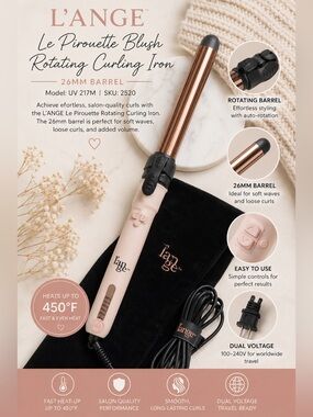 L'ANGE Le Pirouette Blush Rotating Curling Iron — Blush Pink & Rose Gold